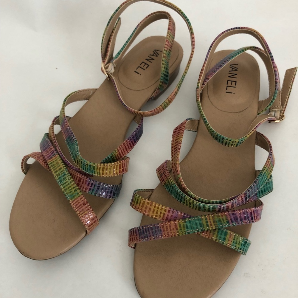Vaneli rainbow reptile faux leather strappy  sandals